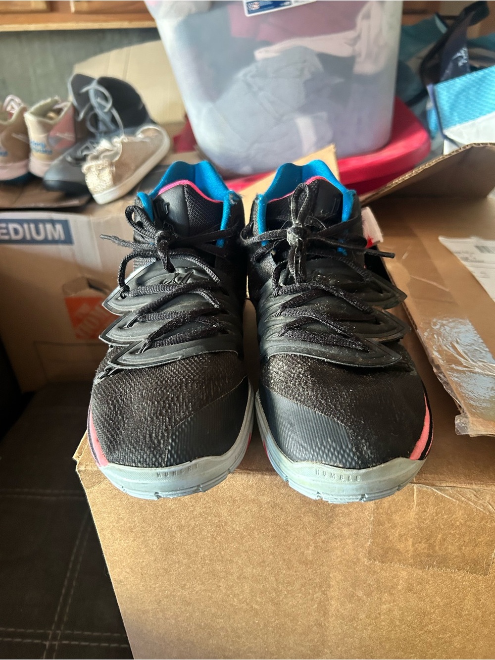Nike Kids Black Sneakers with Blue & Pink Accents